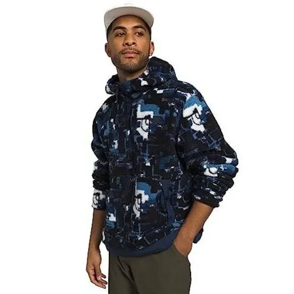 The North Face Campshire Hoodie Men's Small Blue Printed Fleece